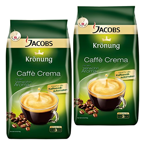 Jacobs Krönung Caffè Crema, 2er Set, Röstkaffee, Kaffee, ganze Bohnen, Kaffeebohnen, 2 x 1000 g von Jacobs