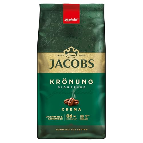Jacobs Kaffeebohnen Krönung Crema, aromatisch mit Zitrus- & Nussnote, geröstet in Bremen, Intensität 6/10, Kaffee ganze Bohnen, 1 kg von Jacobs