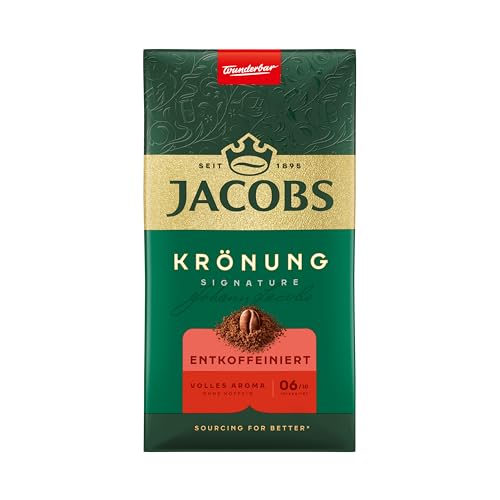 Jacobs Filterkaffee Krönung Entkoffeiniert, Gemahlener Kaffee ohne Koffeingehalt, Intensität 6/19, 500g von Jacobs