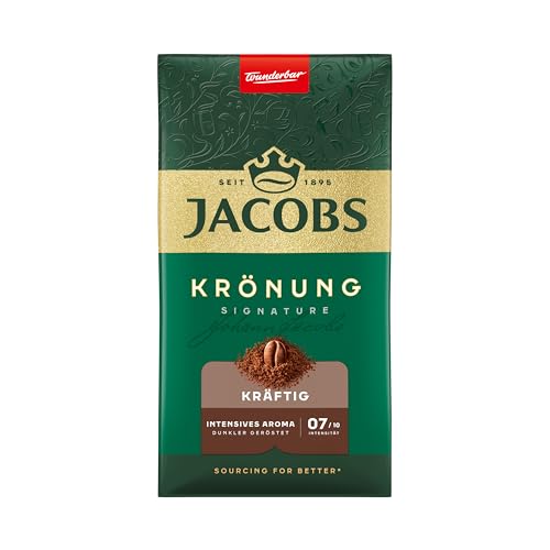 Jacobs Filterkaffee Krönung Kräftig, Intensives Aroma, Gemahlener Kaffee, Intensität 7/10, 500g von Jacobs