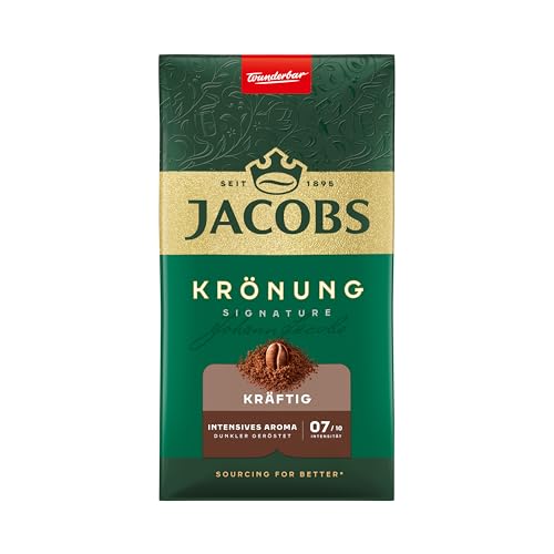 Jacobs Krönung Kräftig, Gemahlener Röstkaffee, Dunkle Röstung, 500g (1er-Pack) von Jacobs
