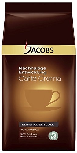 JACOBS Kaffee Nachhaltige Entwicklung, Café Crèma, ganze Bohne, 1 kg/Pack. von Jacobs