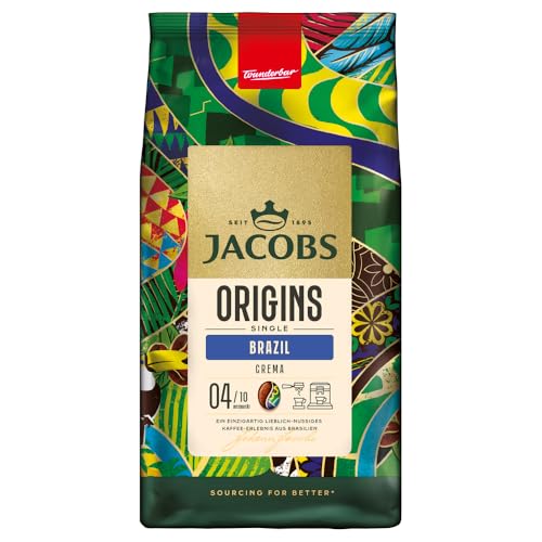 Jacobs Kaffeebohnen Origins Brazil, mild-nussiger Geschmack aus Brasilien, geröstet in Bremen, Intensität 4/10, Kaffee ganze Bohnen, 1 kg von Jacobs