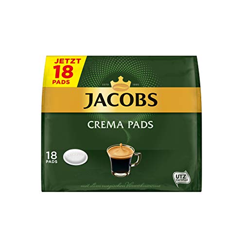 Jacobs Pads Crema, 90 Senseo kompatible Kaffeepads UTZ-zertifiziert, 5er Pack, 5 x 18 Getränke von Jacobs