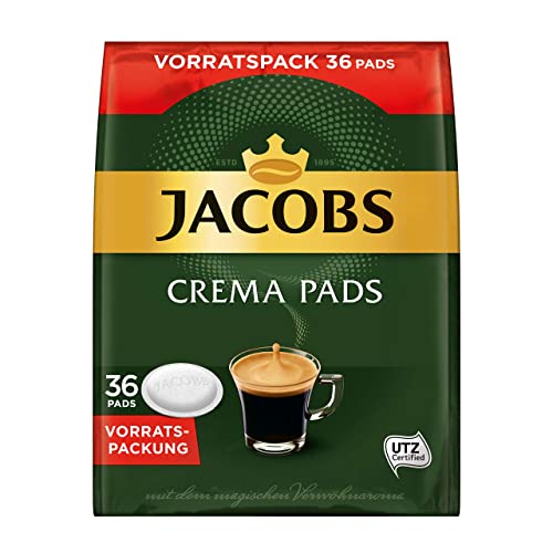Jacobs Pads Crema Classic, 180 Senseo kompatible Kaffeepads UTZ-zertifiziert, 5er Vorteilspack, 5 x 36 Getränke von Jacobs