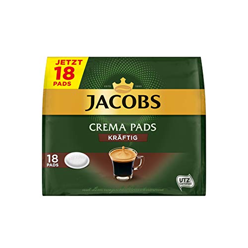 Jacobs Pads Crema Kräftig, 90 Senseo kompatible Kaffeepads UTZ-zertifiziert, 5er Pack, 5 x 18 Getränke von Jacobs