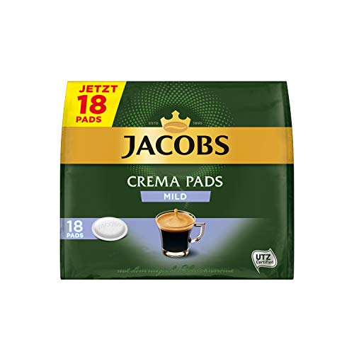 Jacobs Pads Crema Mild, 90 Senseo kompatible Kaffeepads UTZ-zertifiziert, 5er Pack, 5 x 18 Getränke von Jacobs