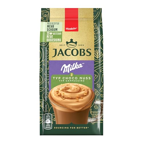Jacobs Typ Cappuccino Choco Nuss Milka, Getränkepulver mit löslichem Bohnenkaffee, Hergestellt in Deutschland, Instant Kaffee, für 25 Getränke, 400 g von Jacobs