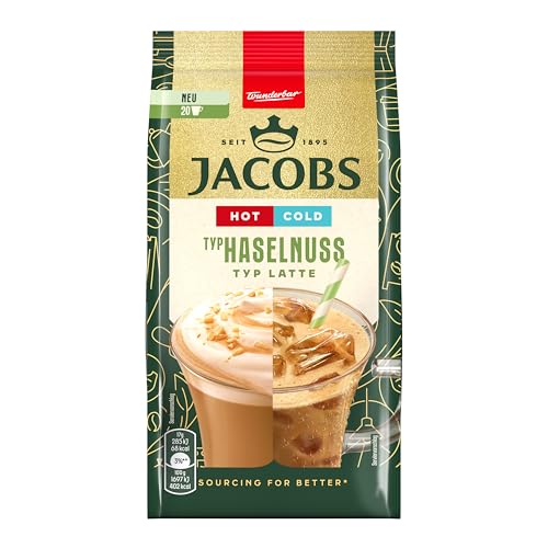 Jacobs Typ Latte Typ Haselnuss Kaffeespezialität, 340g Getränkepulver mit löslichem Bohnenkaffee von Jacobs