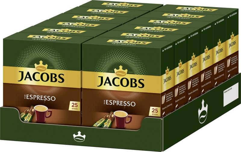 Jacobs löslicher Kaffee Espresso, 25 Instant Kaffee Sticks von Jacobs