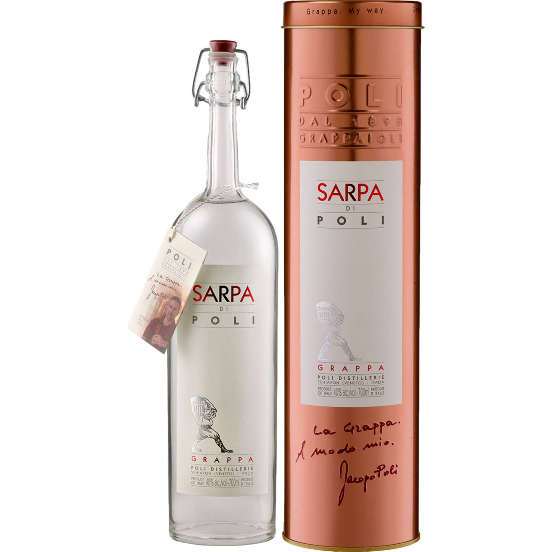 Grappa Sarpa di Poli, 0,7 L, 40% Vol, Venetien, Spirituosen von Jacopo Poli Distillerie srl, IT 36060 Schiavon (VI)