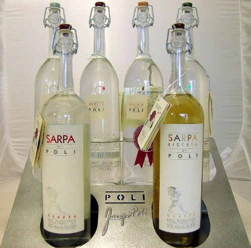 Grappa Jacopo Poli im 6er Set "Poli Sortiment" im Metalldisplay 6 Fl. je 700 ml je 40 % ALK. von Jacopo Poli