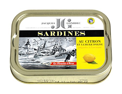 Jacques Gonidec Sardinen in Olivenöl mit Zitrone, 2er Pack (2 x 115 g) von Jacques Gonidec