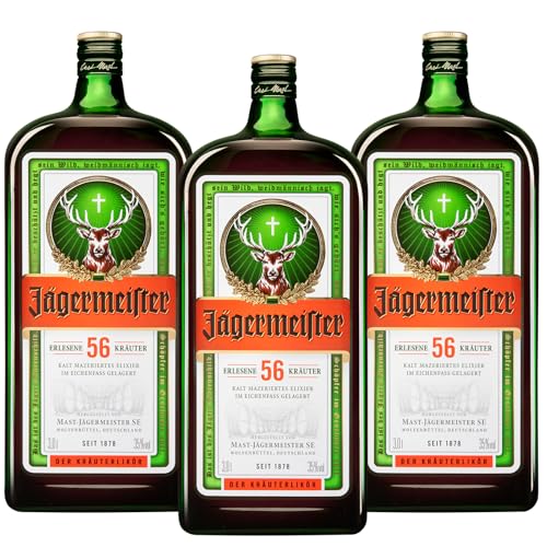 Jägermeister – 3 x 3l Premium Kräuterlikör 35% Vol. - Integrierte Ausschankhilfe für den perfekten Shot – 56 erlesene Kräuter – Im Eichenfass gelagert – Das Original aus Wolfenbüttel Jägermeister – 3 x 3l Premium Kräuterlikör 35% Vol. - Integrierte Ausschankhilfe für den perfekten Shot – 56 erlesene Kräuter – Im Eichenfass gelagert – Das Original aus Wolfenbüttel von Jägermeister