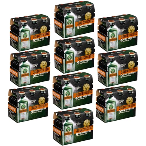 Jägermeister – 90 x 0,02 l Mini Meister Shots Premium Kräuterlikör 35% Vol. – 56 erlesene Kräuter – Kalt mazeriertes Elixier – Im Eichenfass gelagert – Das Original aus Wolfenbüttel Jägermeister – 90 x 0,02 l Mini Meister Shots Premium Kräuterlikör 35% Vol. – 56 erlesene Kräuter – Kalt mazeriertes Elixier – Im Eichenfass gelagert – Das Original aus Wolfenbüttel von Jägermeister