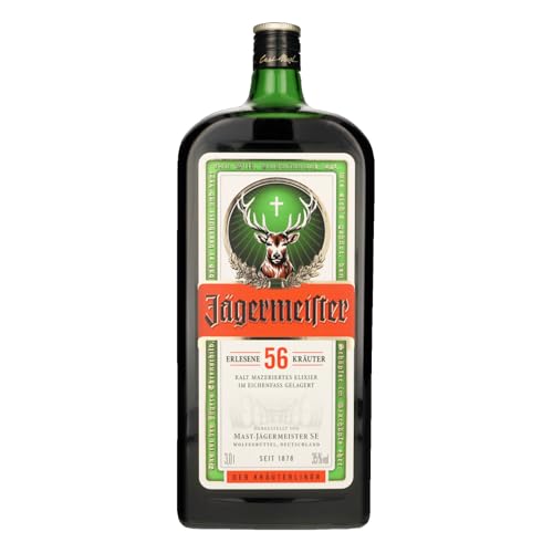 Jägermeister – 1 x 3l Premium Kräuterlikör 35% Vol. - Integrierte Ausschankhilfe für den perfekten Shot – 56 erlesene Kräuter – Im Eichenfass gelagert – Das Original aus Wolfenbüttel von Jägermeister