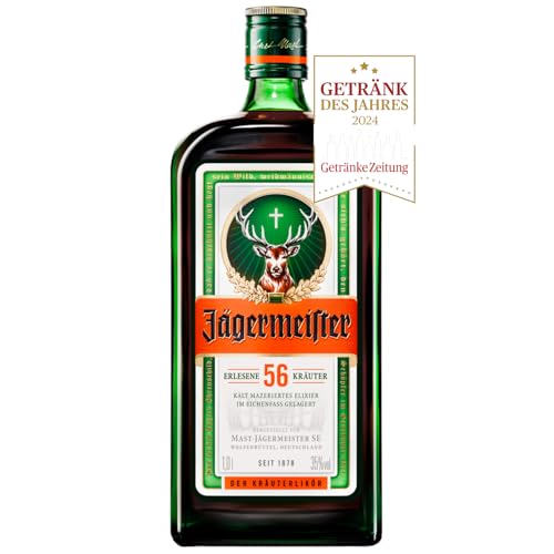 Jägermeister – 1 x 1l Premium Kräuterlikör 35% Vol. aus 56 erlesenen Kräutern – Im Eichenfass gelagert – Das Original aus Wolfenbüttel von Jägermeister