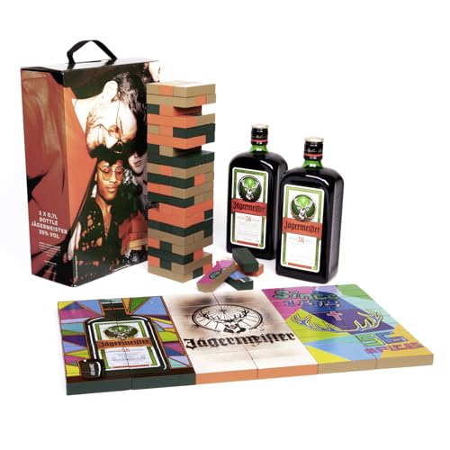 Jägermeister Set Meister Bricks - 2 x 0,7l Premium Kräuterlikör 35% Vol. und Meister Bricks Holz Stapelturm – für Spieleabend und als Partyspiel, Jägermeister Geschenkset - Geschenkidee Jägermeister Set Meister Bricks - 2 x 0,7l Premium Kräuterlikör 35% Vol. und Meister Bricks Holz Stapelturm – für Spieleabend und als Partyspiel, Jägermeister Geschenkset - Geschenkidee von Jägermeister