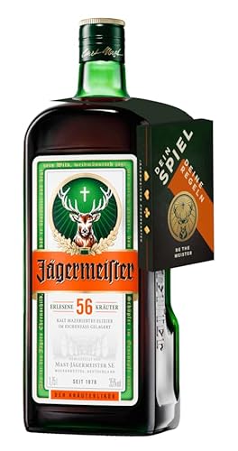 Jägermeister mit Pokerspielblister Kräuter Likör 35% 1,75l Flasche von Jägermeister