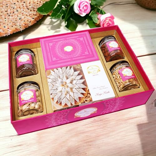 Ghasitaram Gifts Jaiccha Big Hamper Tray of Kaju Katlis, Milk Cake, Peri Almonds, Pistachio, Wheat puffs and Choco Rice Crispies |Diwali,Birthday,Anniversary,Gift for Her,Him,Mothers Day,Fathers Day| von Jaiccha