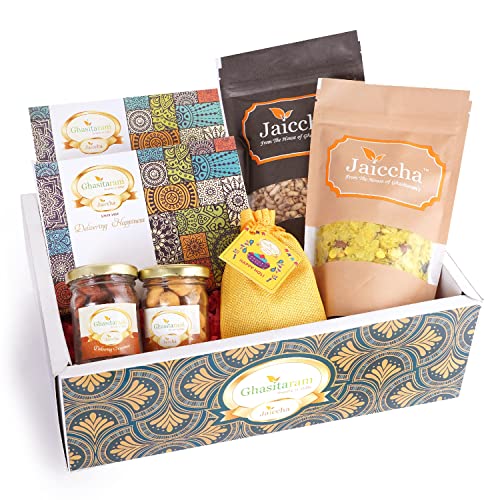 Ghasitaram Gifts Jaiccha Holi- Sweets/Holi Hampers/Green Hamper Box with Sugarfree Gujiyas von Jaiccha