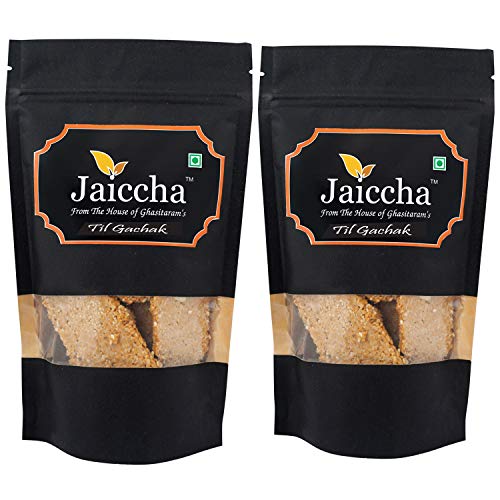 Ghasitaram Gifts Jaiccha Lohri Sweets Pack of 2 Til Gachak 300 GMS in Black Paper Pouch von Jaiccha