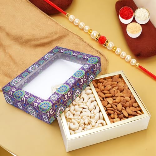 Ghasitaram Gifts Jaiccha Rakhi Gifts for Brothers 2 Part Printed Dryfruit Box of Cashews and Almonds with Pearl Beads Rakhi Ghasitaram Gifts Jaiccha Rakhi Gifts for Brothers 2 Part Printed Dryfruit Box of Cashews and Almonds with Pearl Beads Rakhi von Jaiccha