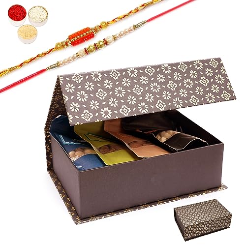 Ghasitaram Gifts Jaiccha Rakhi Gifts for Brothers - Black Gift Box with dryfruits with 2 Rakhis von Jaiccha