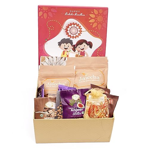 Ghasitaram Gifts Jaiccha Rakhi Gifts for Brothers - Raksha Bandhan Hamper Box with Sweets With Kaju Katli with 2 Rakhis von Jaiccha