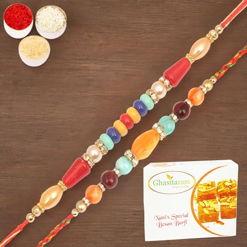Ghasitaram Gifts Jaiccha Rakhi for Brother Rakhis Online - 6959,8650 Fancy Thread Rakhi with 200 gms of Besan Barfi Ghasitaram Gifts Jaiccha Rakhi for Brother Rakhis Online - 6959,8650 Fancy Thread Rakhi with 200 gms of Besan Barfi von Jaiccha
