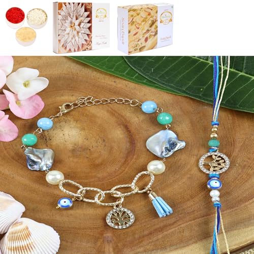 Ghasitaram Gifts Jaiccha Rakhi for Brother Rakhis Online BRS24-027- Evil eye Tree of Life Bhaiya Bhabhi Rakhi with 200 gms of Kaju katli and 200 gms of Soan Papdi Ghasitaram Gifts Jaiccha Rakhi for Brother Rakhis Online BRS24-027- Evil eye Tree of Life Bhaiya Bhabhi Rakhi with 200 gms of Kaju katli and 200 gms of Soan Papdi von Jaiccha