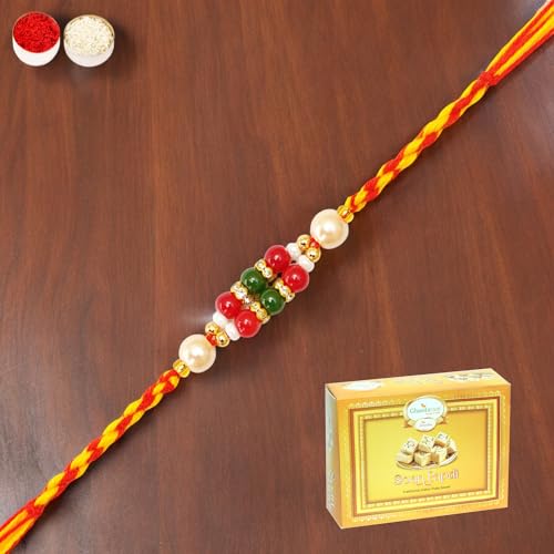 Ghasitaram Gifts Jaiccha Rakhi for Brother Rakhis Online GR 16 Pearl Rakhi with 200 gms of Soan Papdi Ghasitaram Gifts Jaiccha Rakhi for Brother Rakhis Online GR 16 Pearl Rakhi with 200 gms of Soan Papdi von Jaiccha