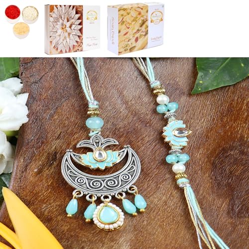 Ghasitaram Gifts Jaiccha Rakhi for Brother Rakhis Online LS24-049- Metal and Kundan Bhaiya Bhabhi Rakhi with 200 gms of Kaju katli and 200 gms of Soan Papdi Ghasitaram Gifts Jaiccha Rakhi for Brother Rakhis Online LS24-049- Metal and Kundan Bhaiya Bhabhi Rakhi with 200 gms of Kaju katli and 200 gms of Soan Papdi von Jaiccha