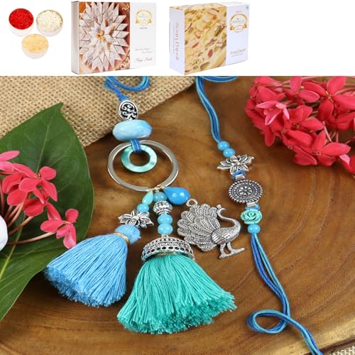 Ghasitaram Gifts Jaiccha Rakhi for Brother Rakhis Online LS24-088- Oxidized Peacock Bhaiya Bhabhi Rakhi with 200 gms of Kaju katli and 200 gms of Soan Papdi Ghasitaram Gifts Jaiccha Rakhi for Brother Rakhis Online LS24-088- Oxidized Peacock Bhaiya Bhabhi Rakhi with 200 gms of Kaju katli and 200 gms of Soan Papdi von Jaiccha