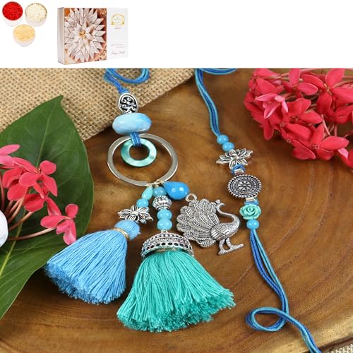 Ghasitaram Gifts Jaiccha Rakhi for Brother Rakhis Online LS24-088- Oxidized Peacock Bhaiya Bhabhi Rakhi with 200 gms of Kaju katli Ghasitaram Gifts Jaiccha Rakhi for Brother Rakhis Online LS24-088- Oxidized Peacock Bhaiya Bhabhi Rakhi with 200 gms of Kaju katli von Jaiccha