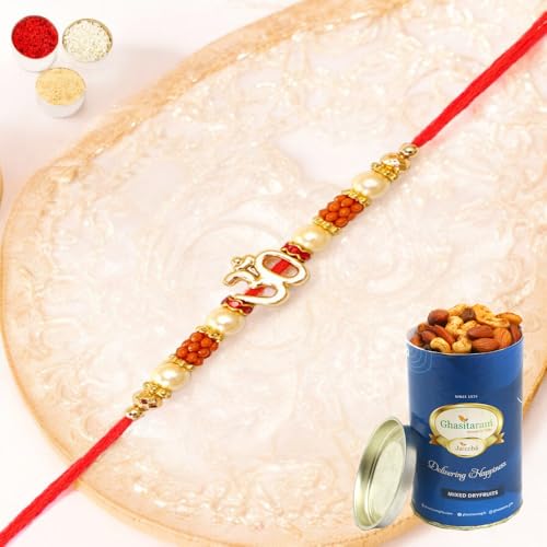 Ghasitaram Gifts Jaiccha Rakhi for Brother Rakhis Online R-2125 Om Rakhi Thread with 100 gms of Dryfruits Mix Can Ghasitaram Gifts Jaiccha Rakhi for Brother Rakhis Online R-2125 Om Rakhi Thread with 100 gms of Dryfruits Mix Can von Jaiccha