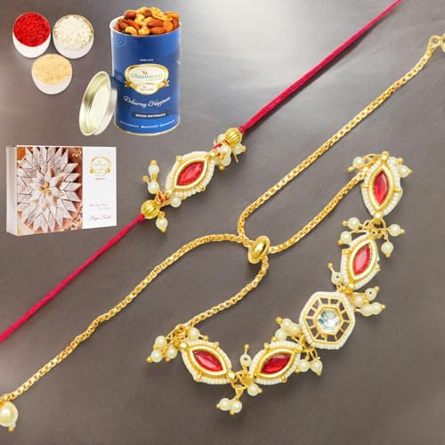 Ghasitaram Gifts Jaiccha Rakhi for Brother Rakhis Online Rmj- 10012 Bhaiya Bhabhi Rakhis with 100 gms of Dryfruits Mix Can 200 gms of Kaju katli Ghasitaram Gifts Jaiccha Rakhi for Brother Rakhis Online Rmj- 10012 Bhaiya Bhabhi Rakhis with 100 gms of Dryfruits Mix Can 200 gms of Kaju katli von Jaiccha