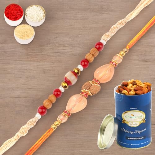 Ghasitaram Gifts Jaiccha Rakhi for Brother Rakhis Online - Set of 2-1889,AV5919 Fancy Thread Rakhi with 100 gms of Dryfruits Mix Can Ghasitaram Gifts Jaiccha Rakhi for Brother Rakhis Online - Set of 2-1889,AV5919 Fancy Thread Rakhi with 100 gms of Dryfruits Mix Can von Jaiccha