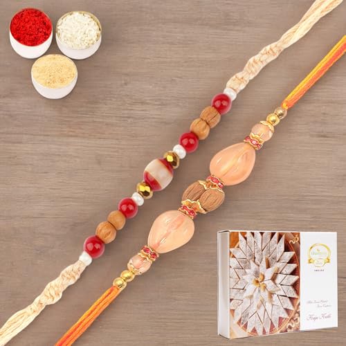 Ghasitaram Gifts Jaiccha Rakhi for Brother Rakhis Online - Set of 2-1889,AV5919 Fancy Thread Rakhi with 200 gms of Kaju katli Ghasitaram Gifts Jaiccha Rakhi for Brother Rakhis Online - Set of 2-1889,AV5919 Fancy Thread Rakhi with 200 gms of Kaju katli von Jaiccha