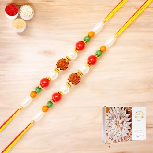 Ghasitaram Gifts Jaiccha Rakhi for Brother Rakhis Online Set of 2-6155- Rudraksh Rakhi with 200 gms of Kaju katli Ghasitaram Gifts Jaiccha Rakhi for Brother Rakhis Online Set of 2-6155- Rudraksh Rakhi with 200 gms of Kaju katli von Jaiccha