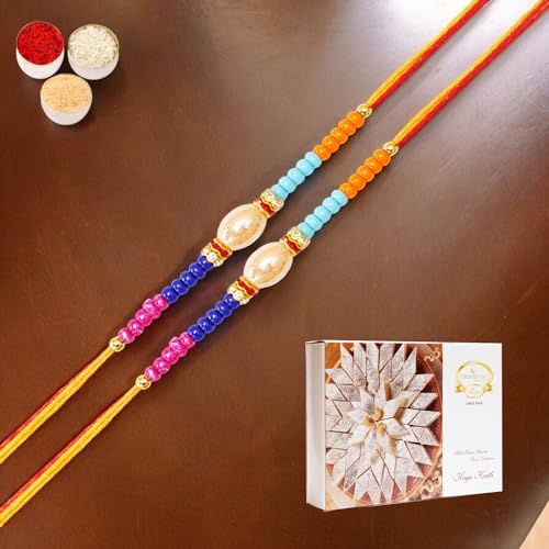 Ghasitaram Gifts Jaiccha Rakhi for Brother Rakhis Online Set of 2-N-924 Fancy Rakhi with 200 gms of Kaju katli Ghasitaram Gifts Jaiccha Rakhi for Brother Rakhis Online Set of 2-N-924 Fancy Rakhi with 200 gms of Kaju katli von Jaiccha