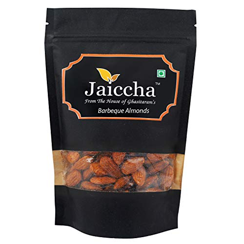 Jaiccha Ghasitaram Barbeque Almonds 200 GMS in Black Paper Pouch von Jaiccha