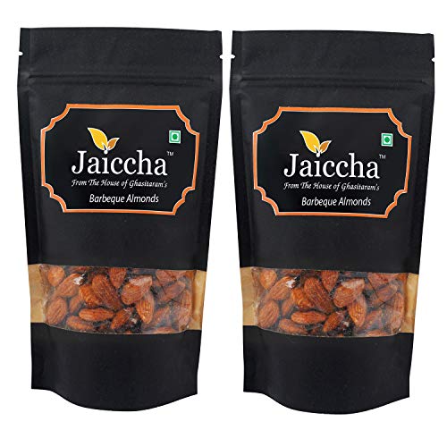 Jaiccha Ghasitaram Barbeque Almonds 400 GMS in Black Paper Pouch von Jaiccha