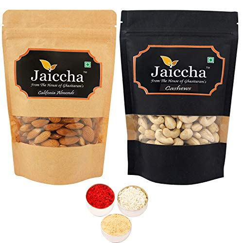 Jaiccha Ghasitaram Bhaidooj Gifts - Almonds and Cashew Pouches-200 GMS von Jaiccha