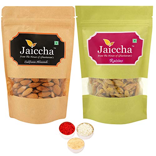 Jaiccha Ghasitaram Bhaidooj Gifts - Almonds and Raisins Pouches-200 GMS von Jaiccha
