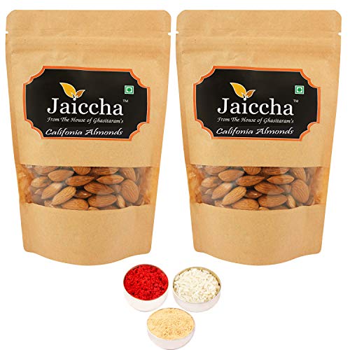 Jaiccha Ghasitaram Bhaidooj Gifts - American/ Califonia Almonds 400 GMS in Brown Paper Pouch von Jaiccha