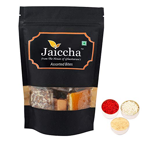Jaiccha Ghasitaram Bhaidooj Gifts - Assorted Bites 200 GMS in Black Paper Pouch von Jaiccha