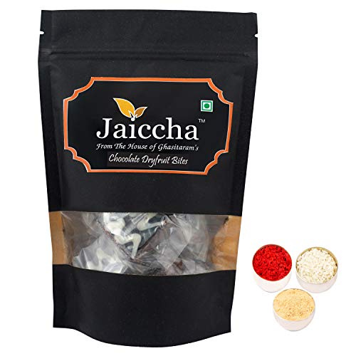 Jaiccha Ghasitaram Bhaidooj Gifts - Chocolate Dryfruit Bites 200 GMS in Black Paper Pouch von Jaiccha