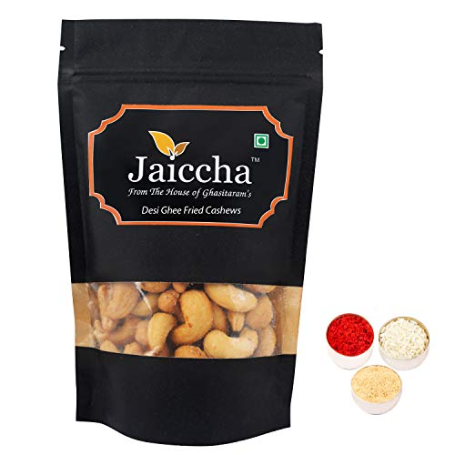 Jaiccha Ghasitaram Bhaidooj Gifts - Desi Ghee Fried Salted Cashews 200 GMS in Black Paper Pouch von Jaiccha