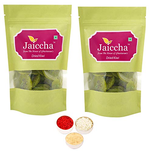Jaiccha Ghasitaram Bhaidooj Gifts - Dried Kiwi 400 GMS in Green Paper Pouch von Jaiccha